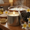 Bougie de massage à la cire de colza.