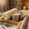 Bougie de massage allumée.