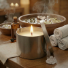 Massage à la bougie cire chaude.