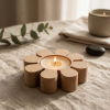 Support chauffe-plat en bois - fleur